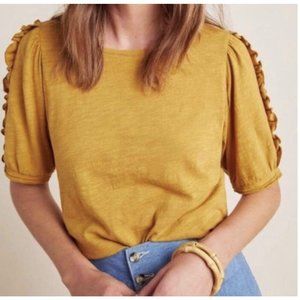 Maeve By Anthropologie Clemence Mustard Ruffle Top‎